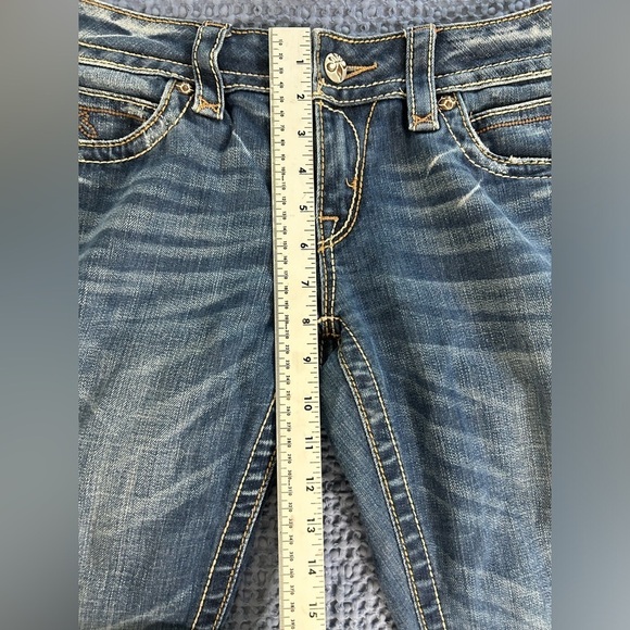 ROCK‎ REVIVAL WOMEN'S NOELLE BOOT CUT JEANS SIZE 30 FRAYED HEAVY STITCHING - Picture 12 of 16